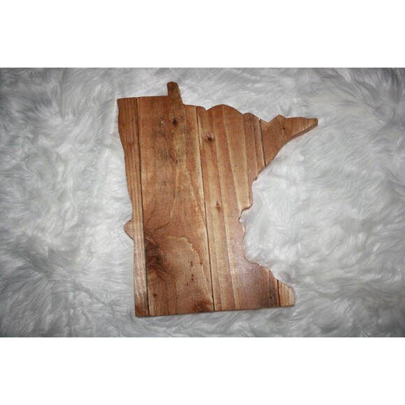 State of Minnesota Wood Wall Plaque Pecan Stained Handmade - Picture 3 of 3